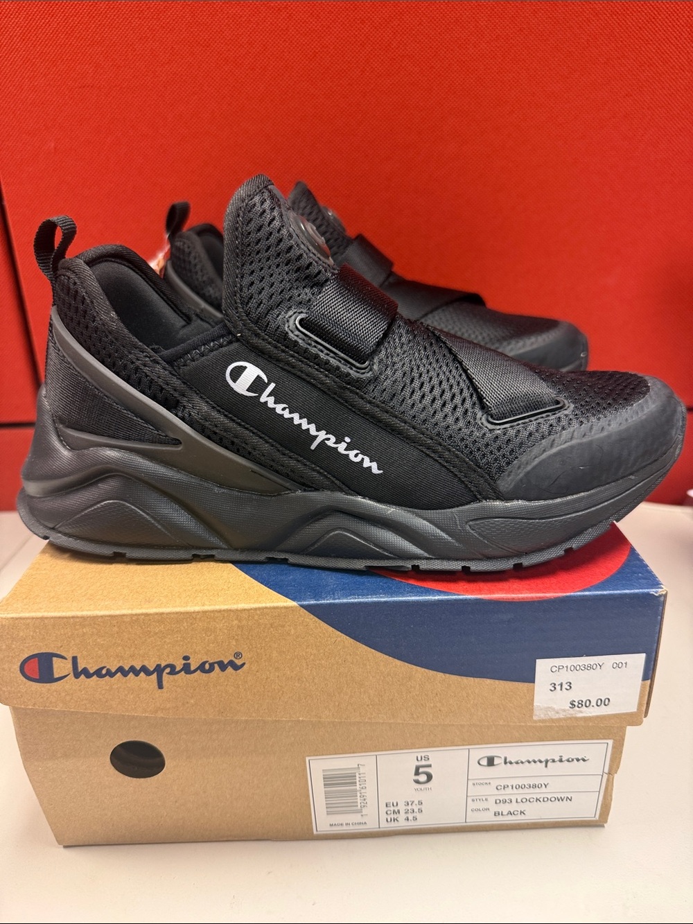 Champion Kids Black Slip-On Mesh Athletic Sneakers